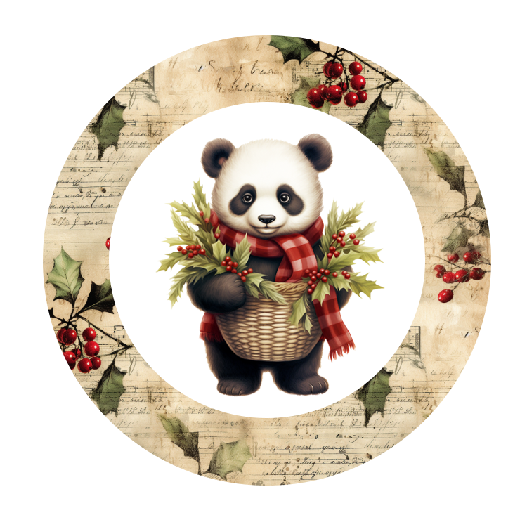 2 Inch Round Christmas Panda Envelope Seals
