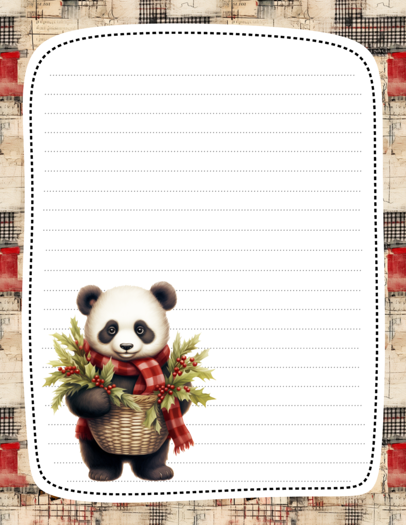 Christmas Panda Full Page Stationery