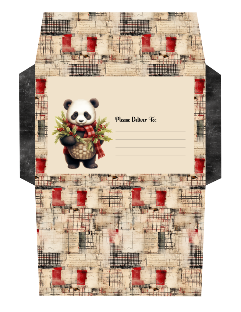 Christmas Panda PDT Envelope Printable