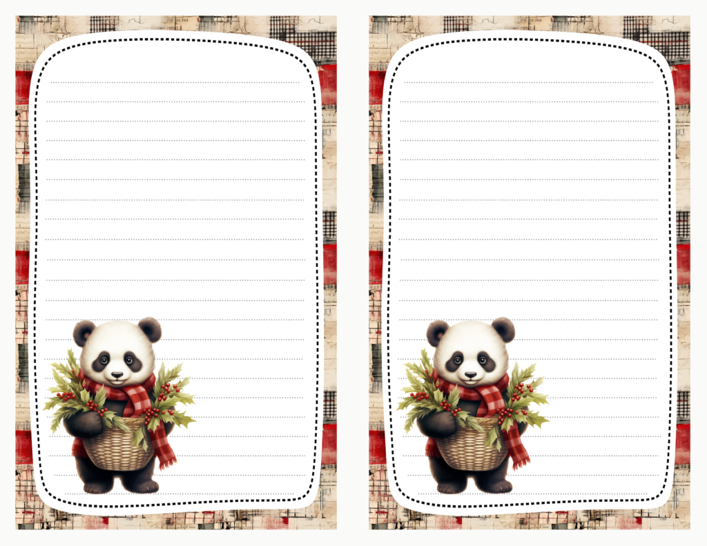 Christmas Panda Half Page Stationery