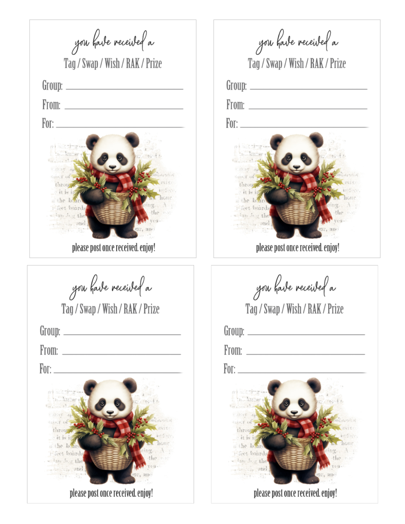 Christmas Panda Tag Inserts