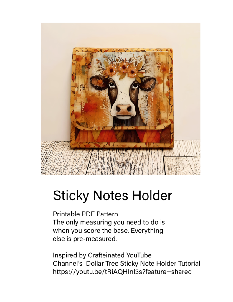 Autumn Cow Sticky Notes Holder PDF