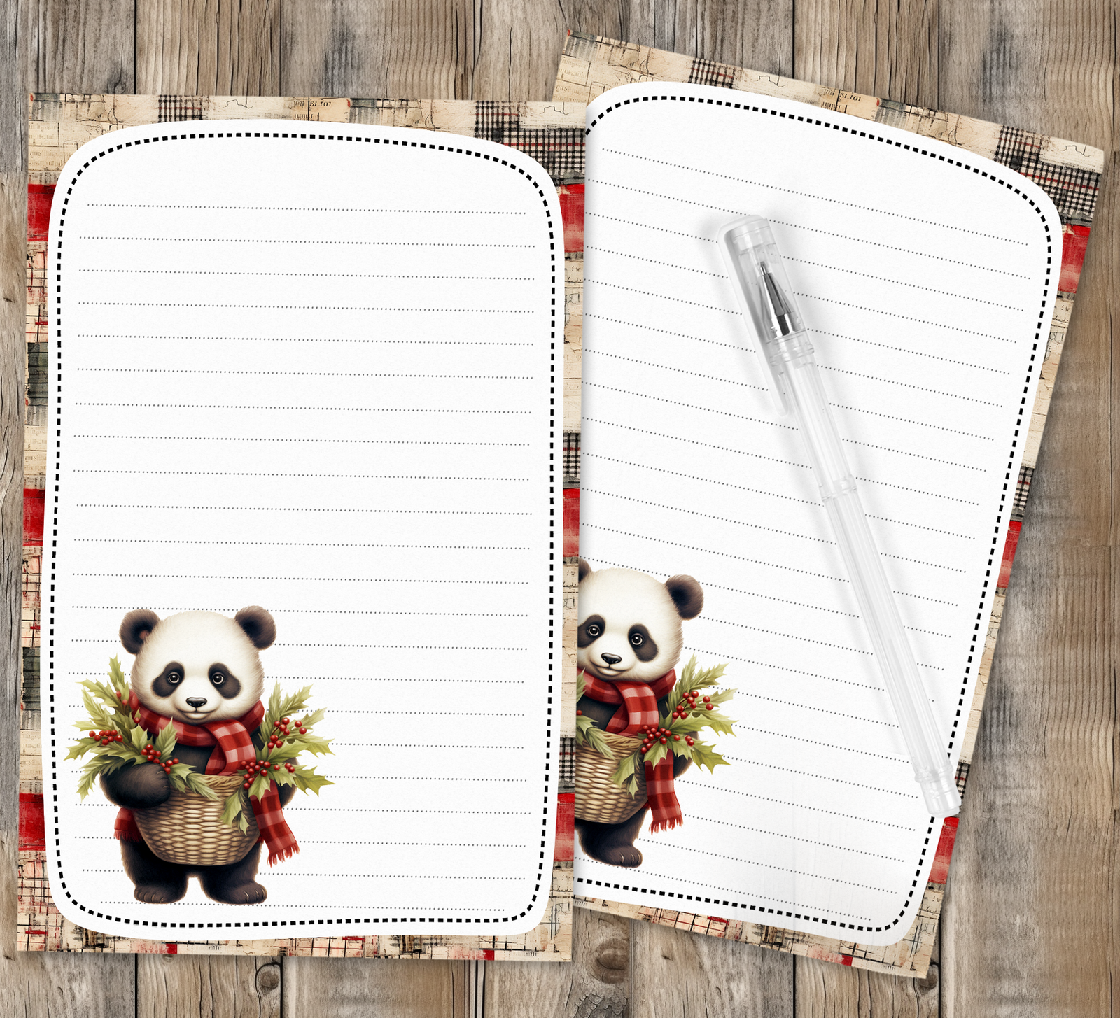 Christmas Panda Stationery Set Free Printable