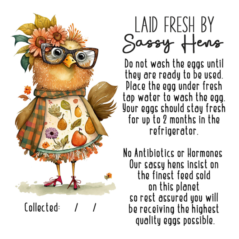 Free Printable Sassy Hens Egg Handling Labels
