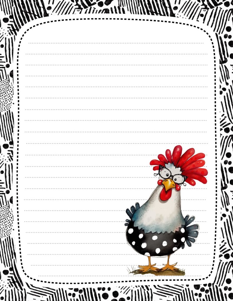 Funny Polka Dot Chicken Stationery Full Page