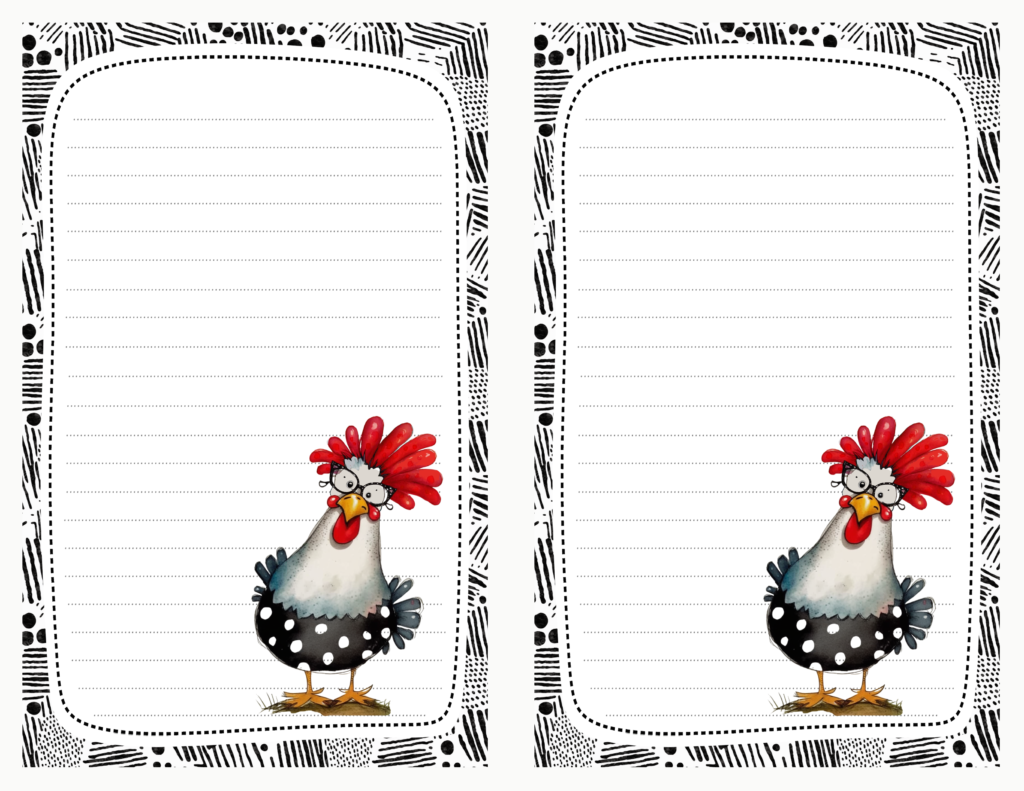 Funny Polka Dot Chicken Half Page Stationery