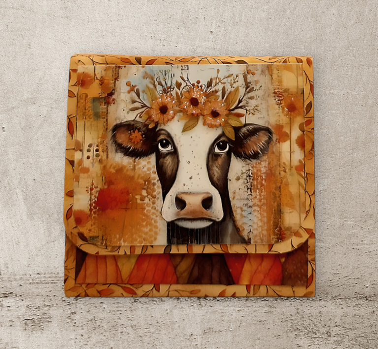 Autumn Cow Sticky Notes Holder Free Printable