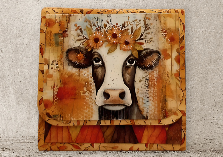 Autumn Cow Sticky Notes Holder Free Printable
