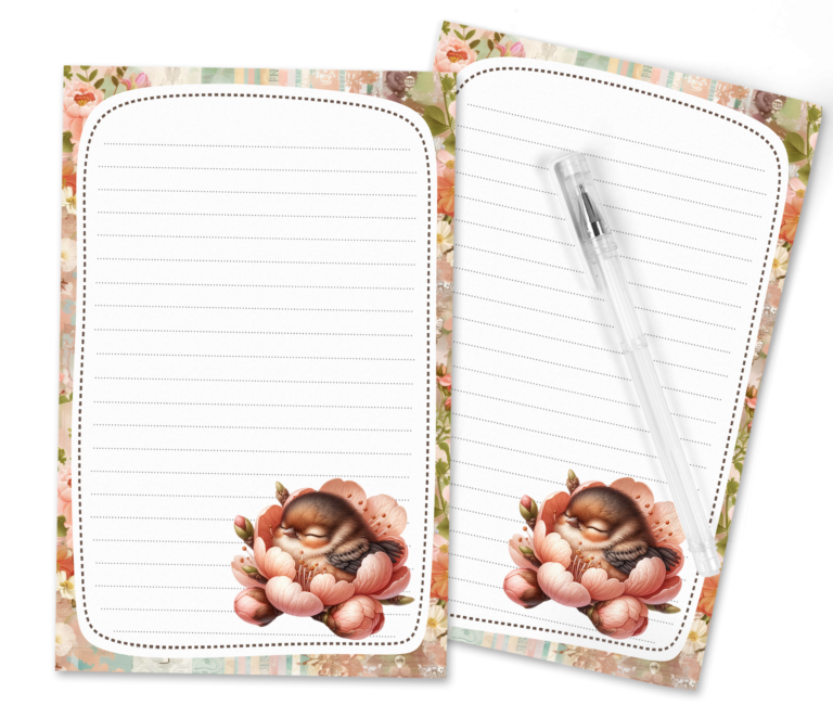 Tweet a Note: Download Your Free ‘Baby Bird in Bloom’ Peach Blossom Stationery Set!