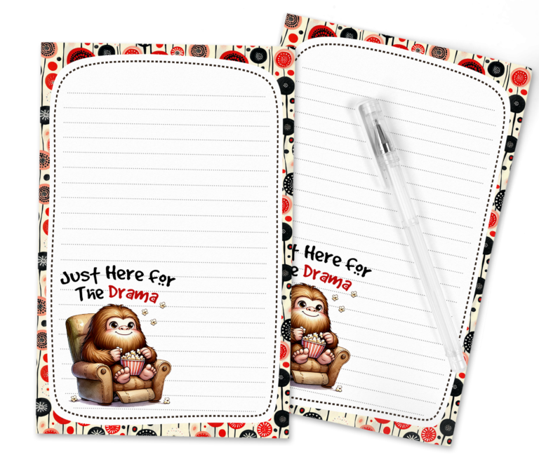 Just Here For The Drama Bigfoot Funny Stationery Set – Free Printable PDF