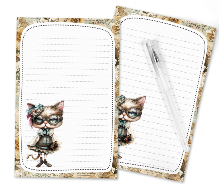 Purr-fectly Charming: Free Whimsical Cat Dress Stationery Set for Delightful Letter Writing!