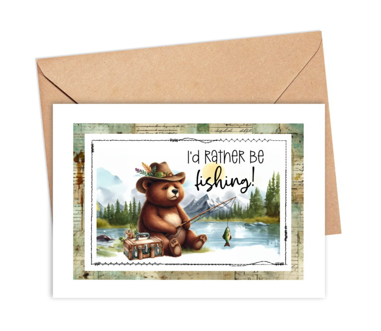 Casting Creativity: Reel in the Fun with Charming Fishing Bear A2 Card Toppers!