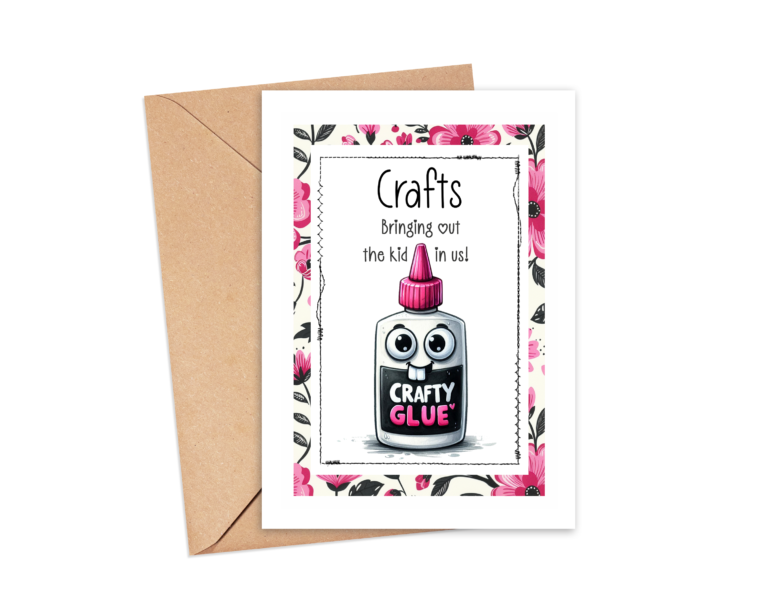 Crafting Smiles: Grab Your Free ‘Crafty Glue’ A2 Card Topper Download!