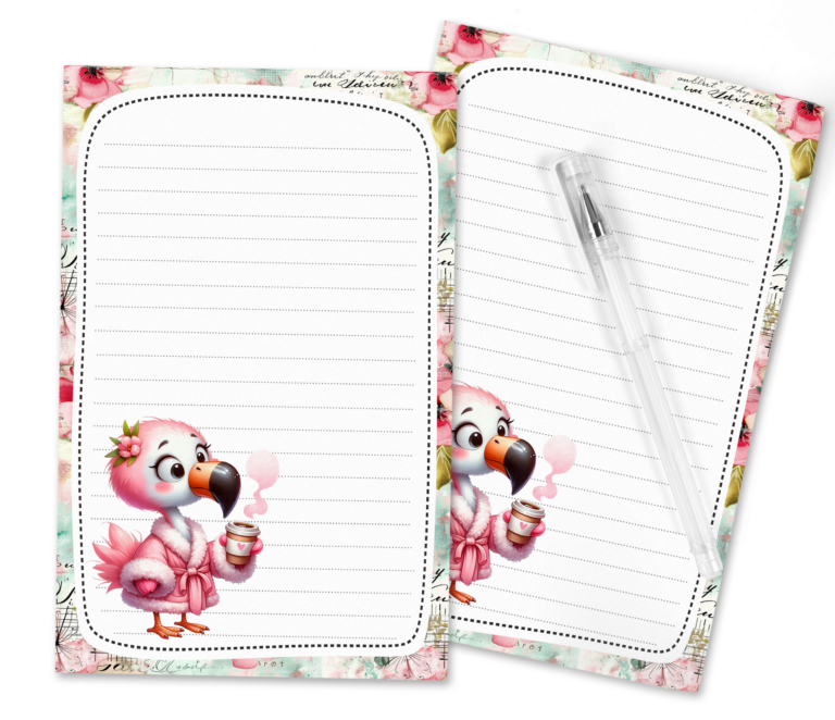 Flamingo Coffee Delight Stationery Set Free Printable Stationery – Gifts For Her – Coffee Lover – Coffee Addict
