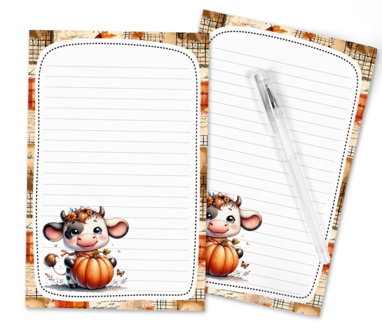 Free Printable Autumn Cow Stationery – Cute & Cozy Letter Writing Set