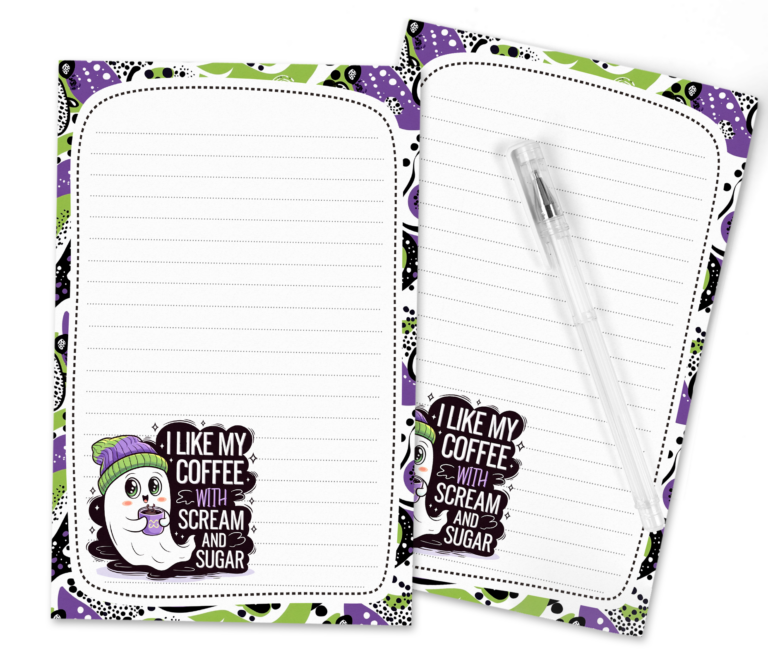 I Like My Coffee With Scream & Sugar Ghost Cute Halloween Stationery Set – Free Printable