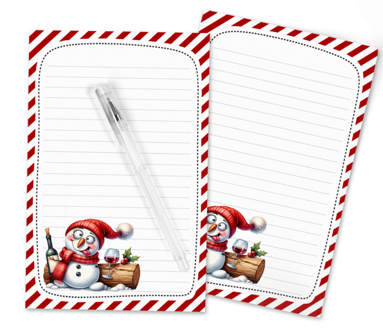 Spread Laughter and Cheer with the Tipsy Wine Snowman Stationery Set!