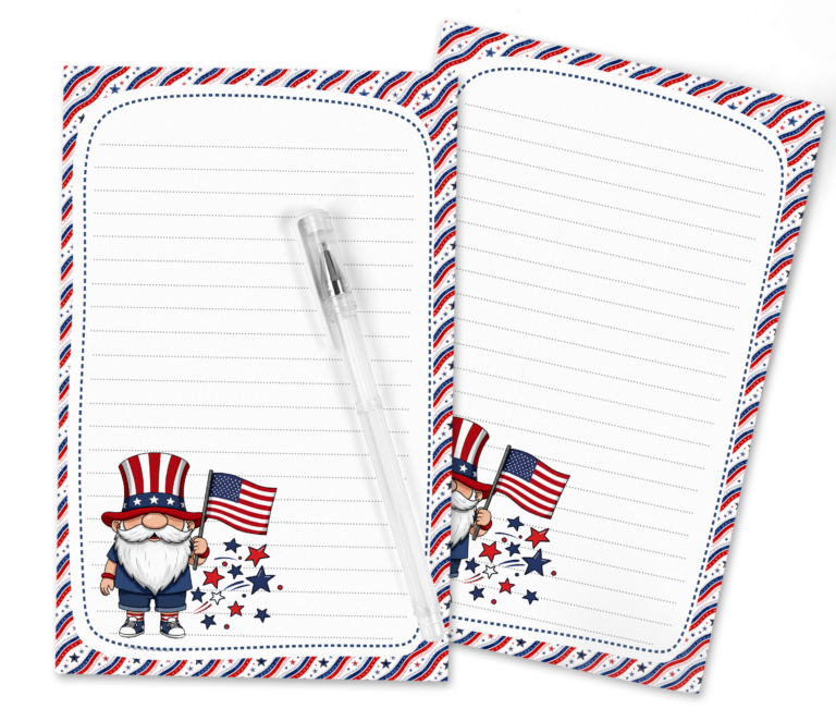 Stars, Stripes & Silliness: Free Patriotic Gnome Stationery!