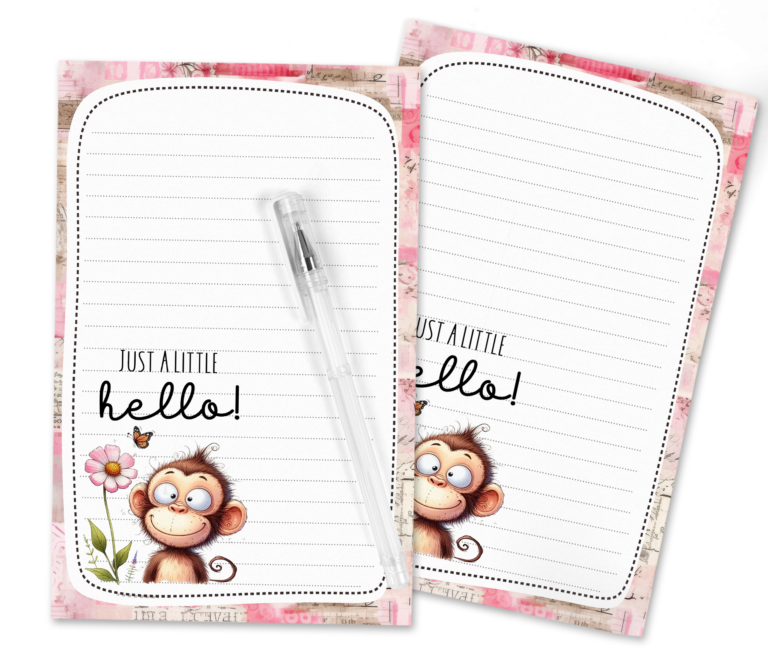 Just a Little Hello and a Lot of Monkey Business Free Printable Stationery Set