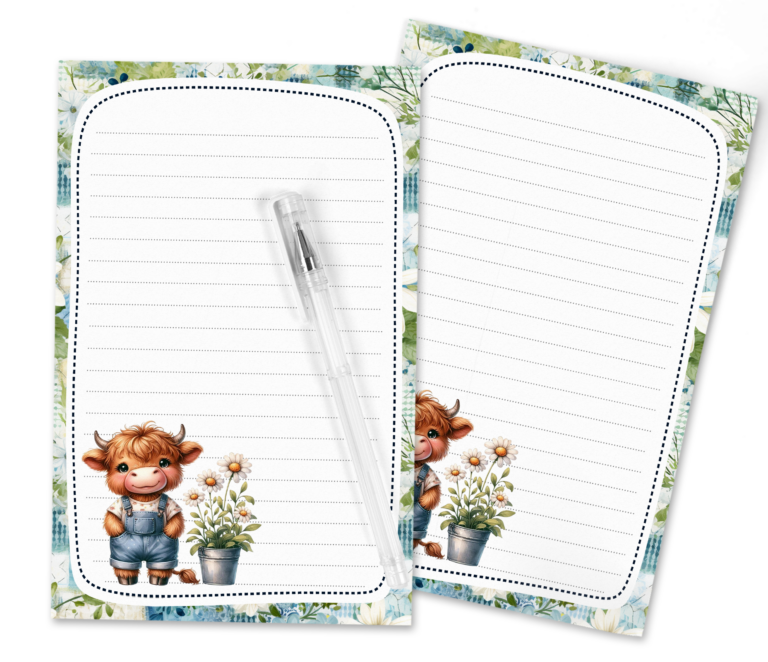 Pasture Penpal Goals: Free Highland Cow Stationery Set with Daisies