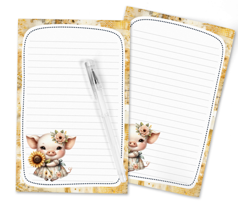 Sunflowers, Sass, and Snorts: Free Pig-Themed Printable Stationery