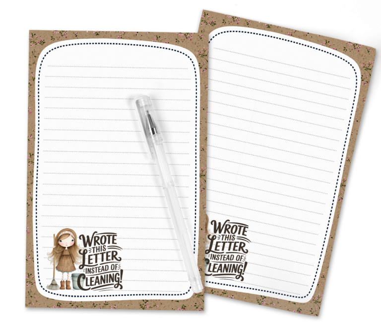 Avoided the Mop, Picked Up the Pen! Free Printable Stationery