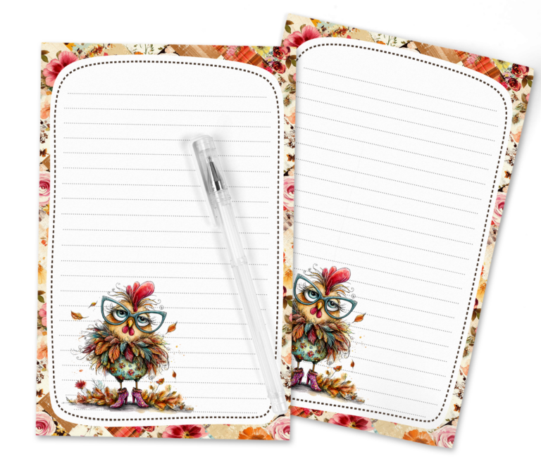Whimsical Fall Chicken Stationery Set – Cute Autumn Letter Writing Paper