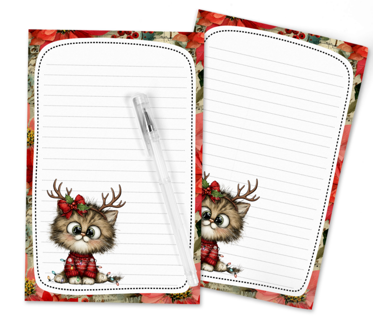 Cute Christmas Kitten Stationery – Adorable Holiday Printables for Pen Pals & Happy Mail