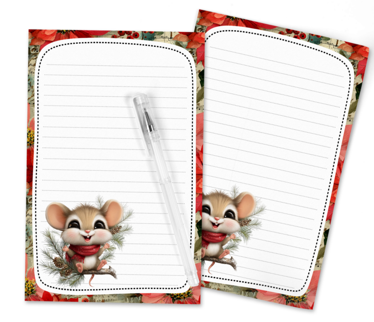 Cute Christmas Mouse Stationery | Sweet Holiday Printables for Pen Pals & Happy Mail Fans