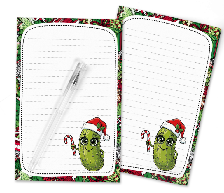 Christmas Pickle Stationery Set | Quirky Holiday Printables for Happy Mail & Pen Pals