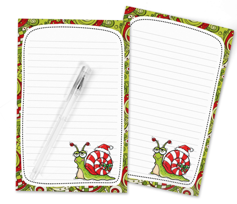 Cute Christmas Snail Stationery – Fun Holiday Printables for Pen Pals & Happy Mail Lovers