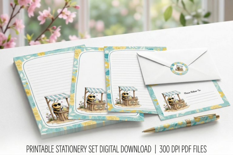Sweet As Lemonade Bee Stationery Set Free Download